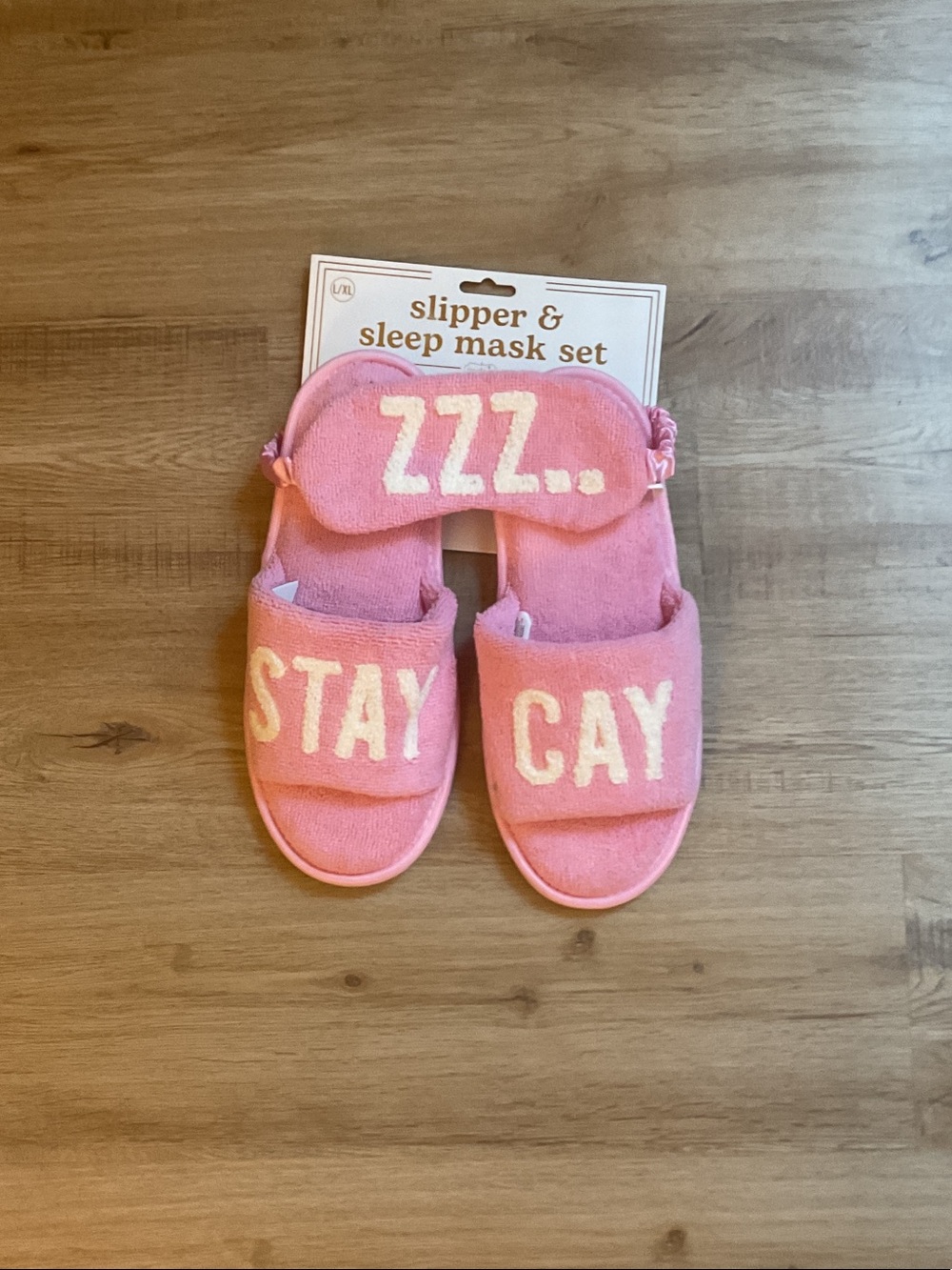 Mud Pie Pink Terry Slipper and Sleep Mask Set